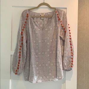Sundance boho grey Pom Pom top